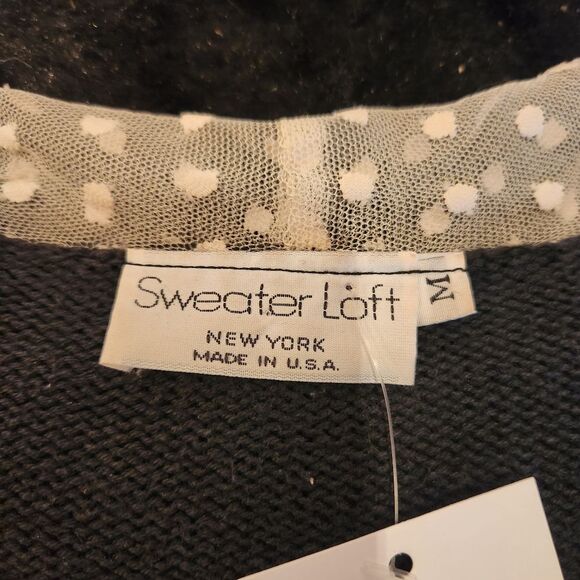 Sweater Loft New York Vintage Lace Trim Sweater Blue Size Medium - Picture 4 of 9